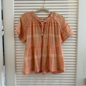 Anthropologie Short Sleeve Peasant Top